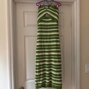 Sincerely Jules Green and Cream Knit Dress